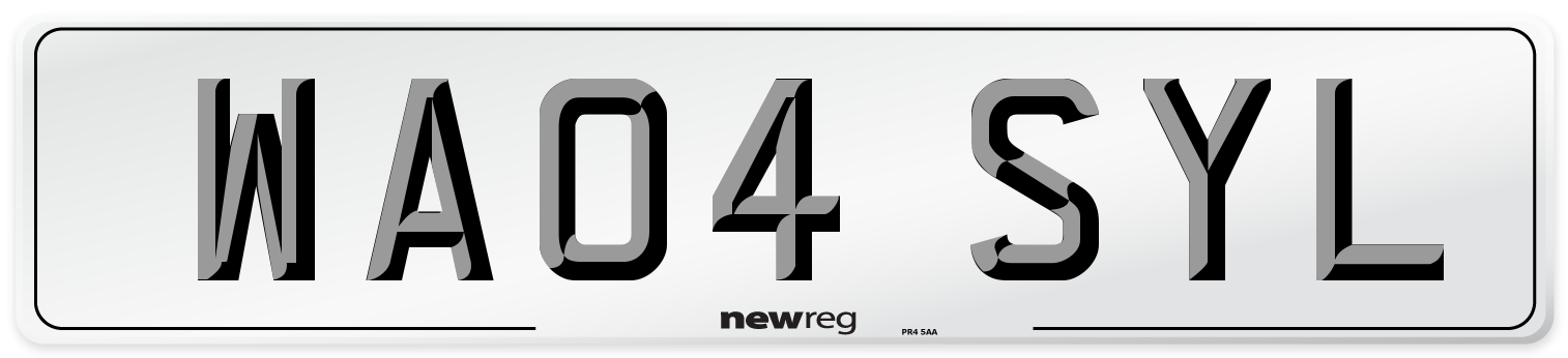 WA04 SYL Number Plate from New Reg